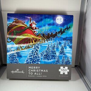 Hallmark 550-Piece Christmas Puzzle "Merry Christmas To All" Santa Sleigh & Rein